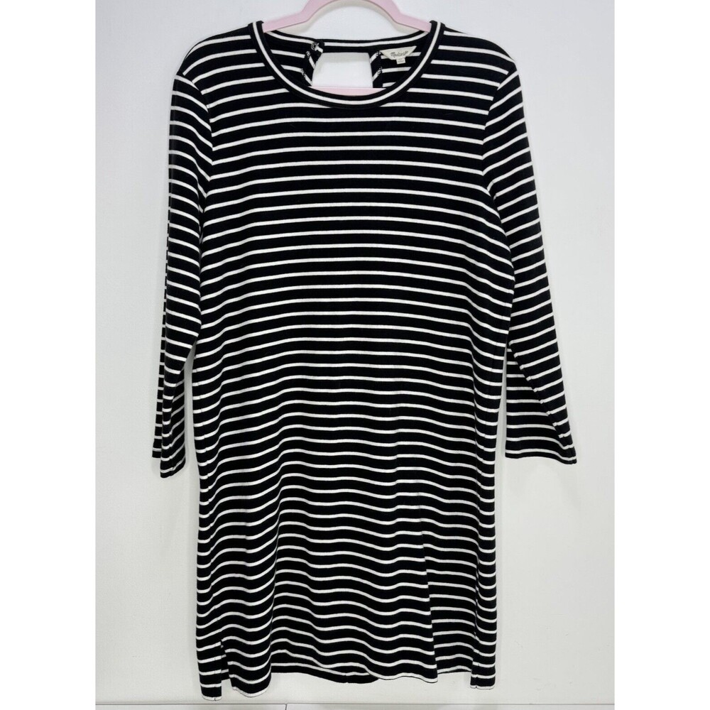 Madewell Sweater Dress Womens Striped Ribbed Knit Ladies White Black XL Midi